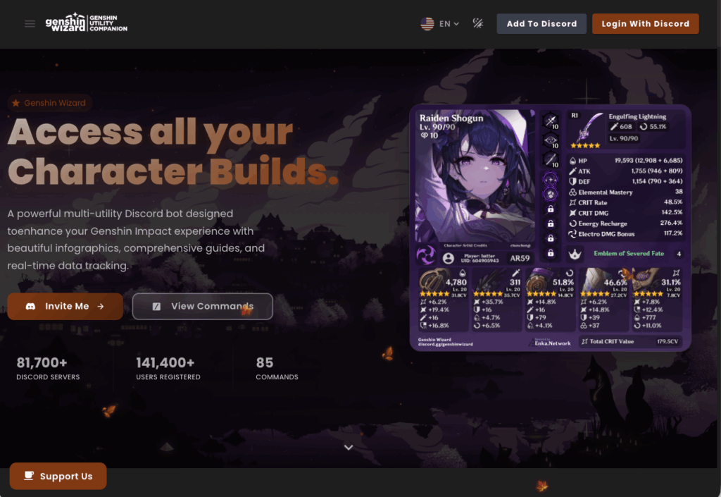 Genshin Wizard Bot: Wish Tracker & Build Cards – Discord-Media